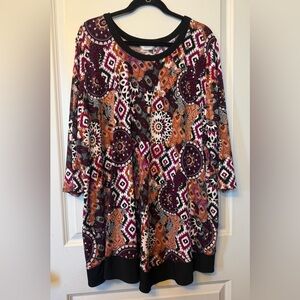 CJ Banks Plus Size Multicolor Patterned Tunic